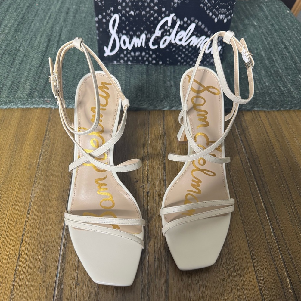 FLASH SALE! Sam Edelman ivory strappy ankle strap heels - Picture 3 of 8